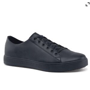 SHOES FOR CREWS | Black Leather Slip Resistant Old School Trainers Sneakers, 7